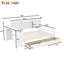 Lit de jour simple d'angle avec tiroirs de rangement et bureau et port de charge et bibliothèque de couleur, blanc-812202961
