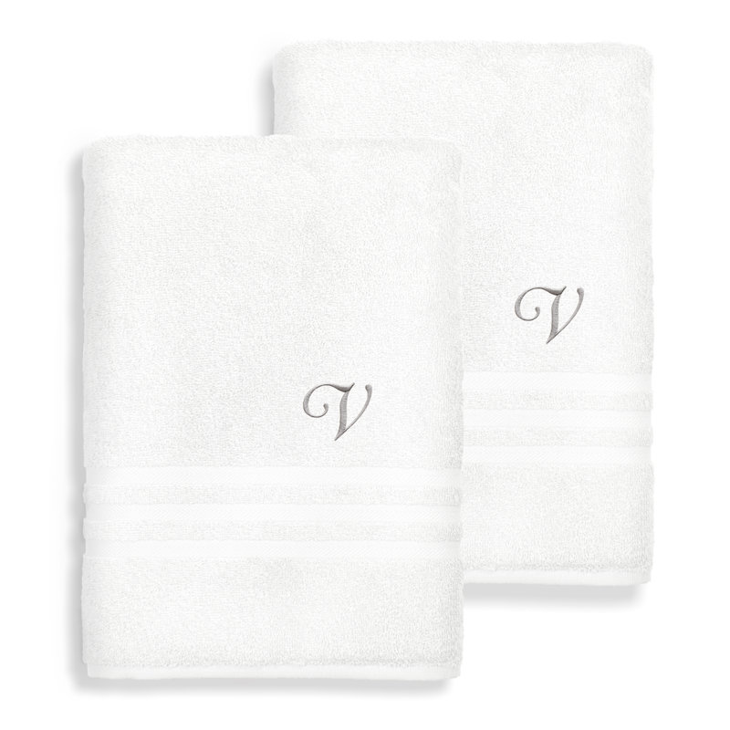 Serviette de bain en coton Denzi 1, V, Blanc