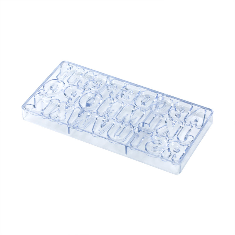 Moules à lettres chocolat 10,8 x 5,3 pouces, 10 moules alphabétiques pour 26 cavités, résistant au congélateur, moule à bonbons en polycarbonate transparent, de qualité alimentaire