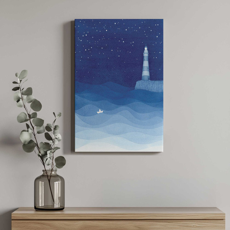 Reproduction d'art sur toile, "Phare le bateau en papier bleu" par Vapinx, H 24 po x l 18 po