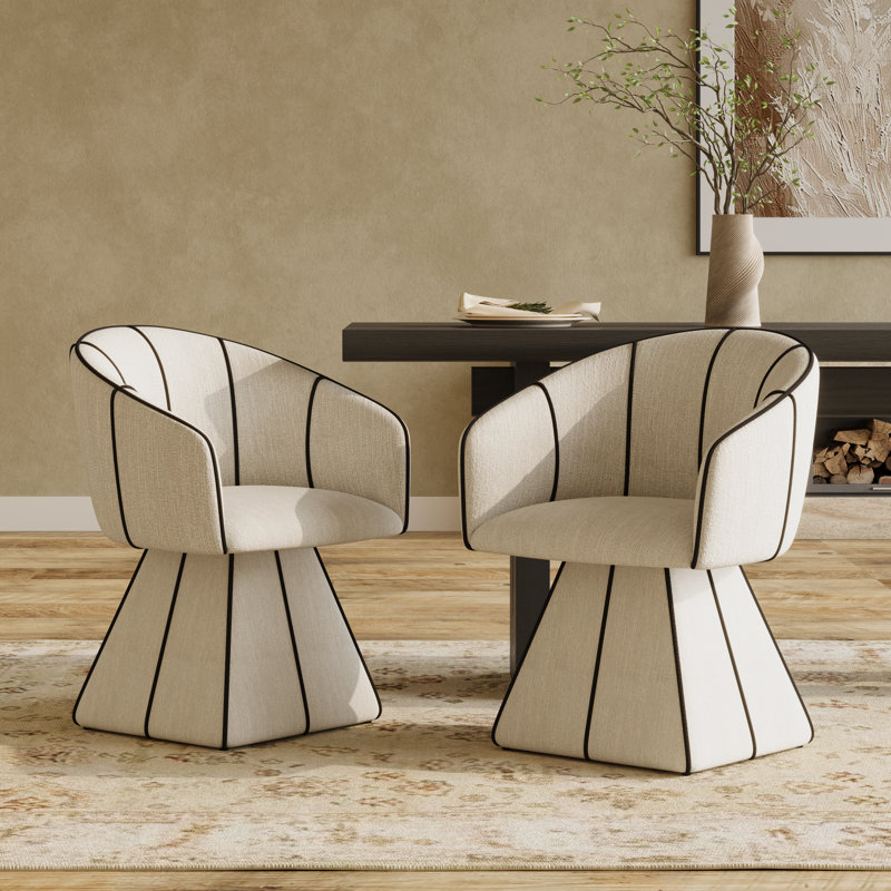 Chaise de salle à manger pivotante Kesslyn, Beige et noir