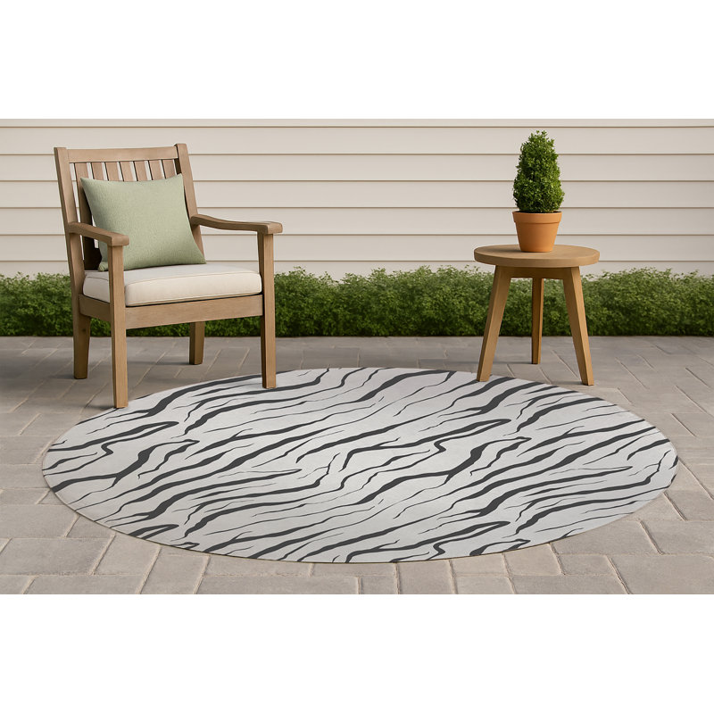 Tapis d'extérieur antidérapant Lush Cracks, Rond 5 pi
