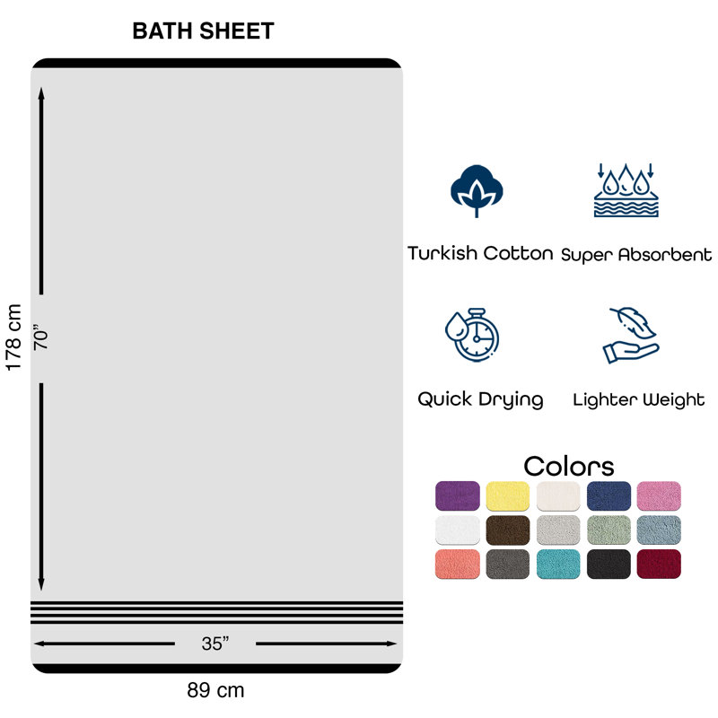 Jumbo Large Bath Sheets Towels 2 Pack Soft and Absorbent, Premium Quality 100% Cotton Towels (Bath Sheet), Cream