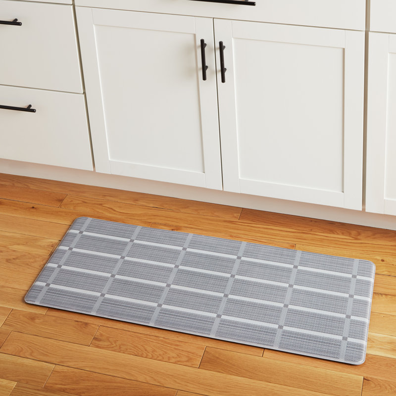 Comfort Plus Dark Grey Geometric Memory Foam Kitchen Mat
