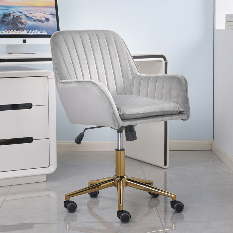 Ady Velvet Office Chair, Grey