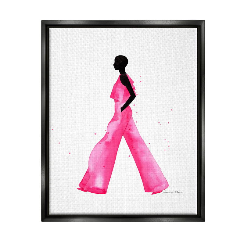 Rettke Modern Trendy Girl par Simone Elum, H 31 po x l 25 po x P 1,7 po, Cadre flottant noir de jais