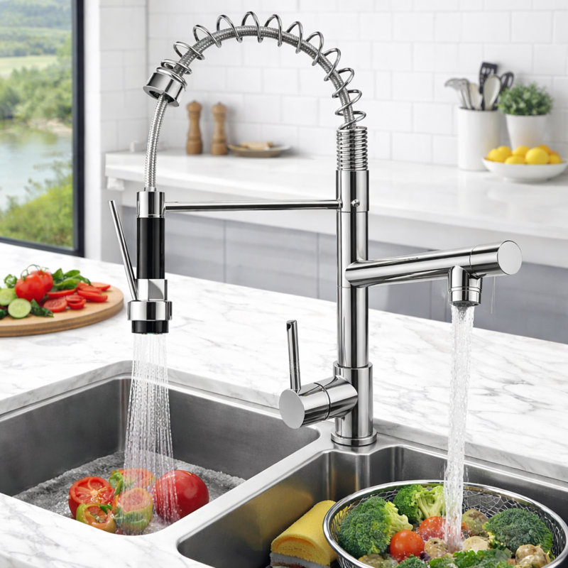 Robinet de cuisine à poignée simple Maincraft, Chrome poli