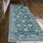 Tapis bleu infroissable tissé à plat pour salon, couloir-515146475