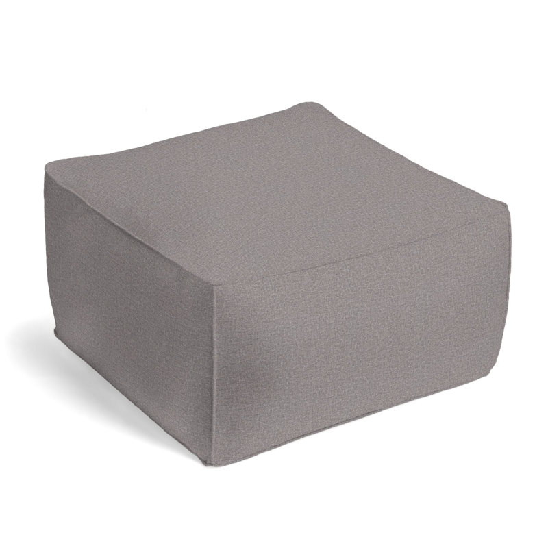 Upholstered Pouf, Flint Linen Blend/Polyester Blend