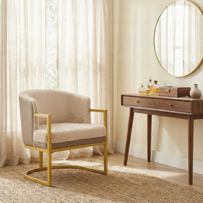 Chaise de lecture rembourrée avec structure en métal doré Modern Accent Chair