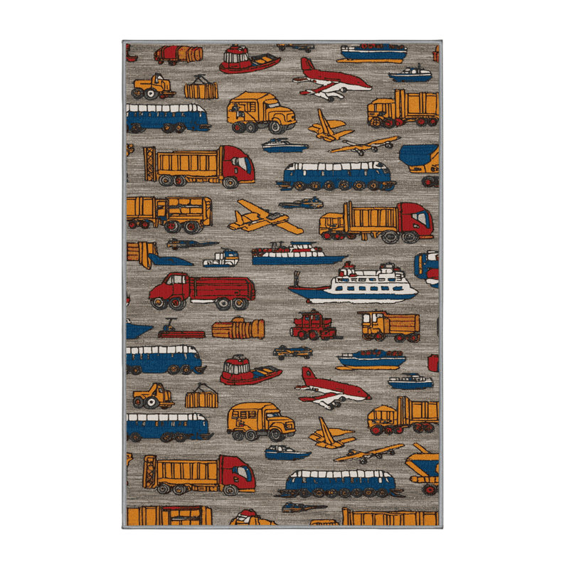 Tapis de transport gris lavable à la machine, Rectangle 5 pi x 7 pi