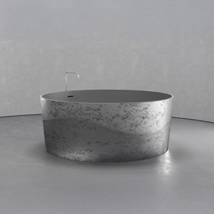Vast Studio Aged Freestanding Round Bathtub – Solid Surface Deep Soaking Tub with Minimalist Spa-Inspired Modern Design & Seamless Matte Luxury Finish