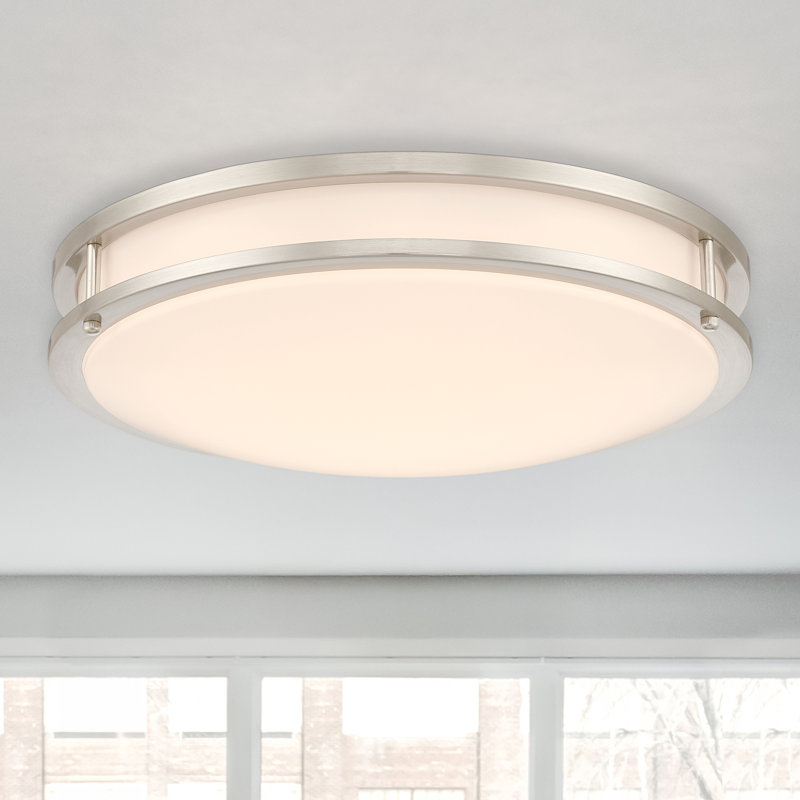 Plafonnier encastré 1 lumière Arjit, Nickel brossé, H 4,1 po x l 16 po x P 16 po