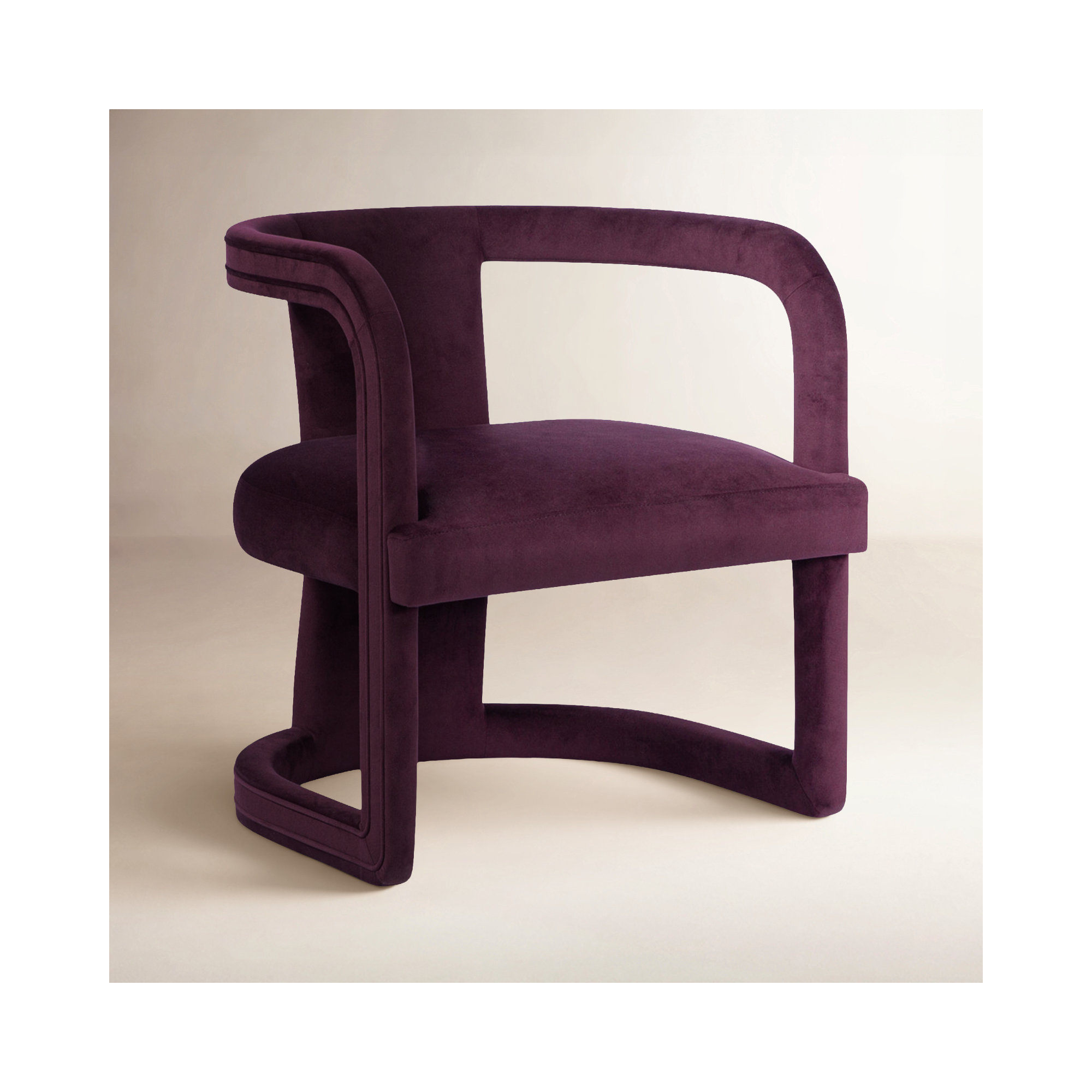 Nolita Upholstered Barrel Chair, Stax Plum Performance Velvet