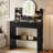 30" Fluted Makeup Vanity Desk With LED-Lit Arched Mirror, 3 Color Lights, Small Dressing Table With Drawers And Open Shelves, Black-250750669