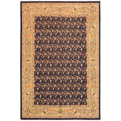 Tapis oriental jaune / violet / brun en laine noué à la main 9 pi 10 po x 13 pi 6 po Oriental