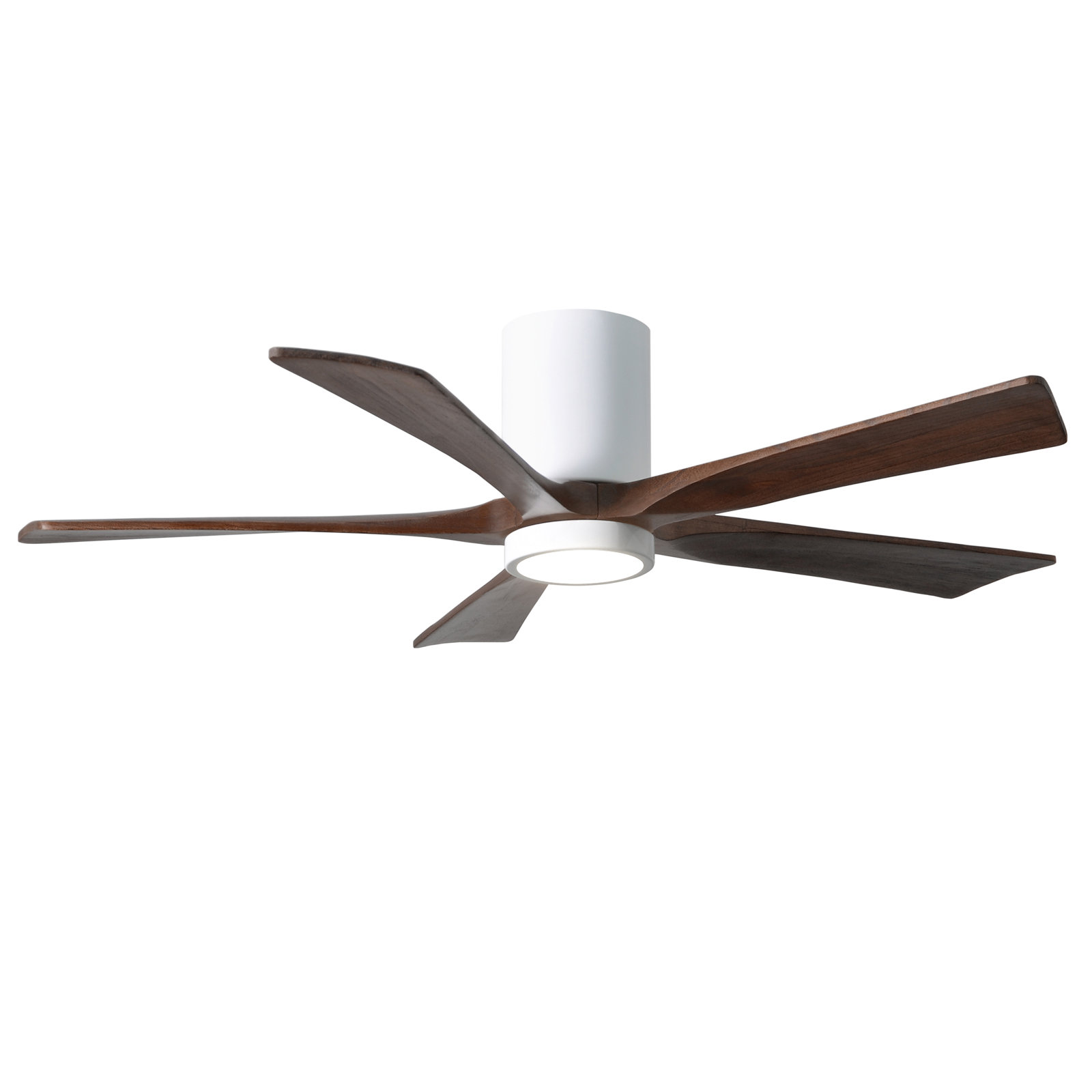 Irene 5 - Blade LED Ceiling Fan with Light Kit Included, Gloss White, 52", Walnut Tone