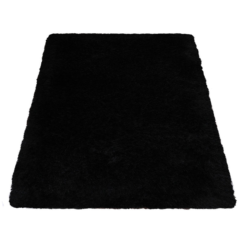 Kenshawn Hand Tufted Shag Polyester Eco-Friendly Area Rugs - Rectangle, Black Color, Plain Solid Design, High Pile Thick Handmade Anti Skid Area Rugs for Living Room, Bed Room