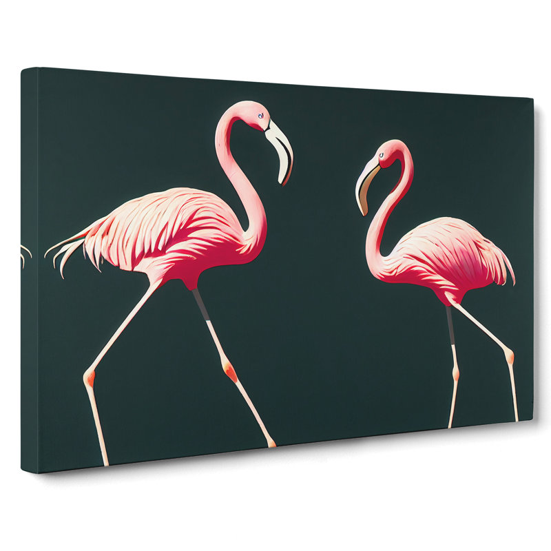 Shining Flamingos - Wrapped Canvas, 35cm H x 50cm W x 3cm D