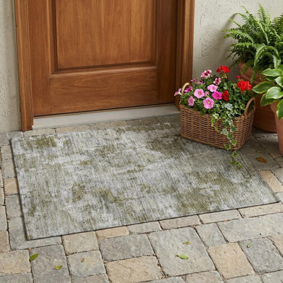 Tapis extérieur lavable et antidérapant abstrait 2 pi x 3 pi vert