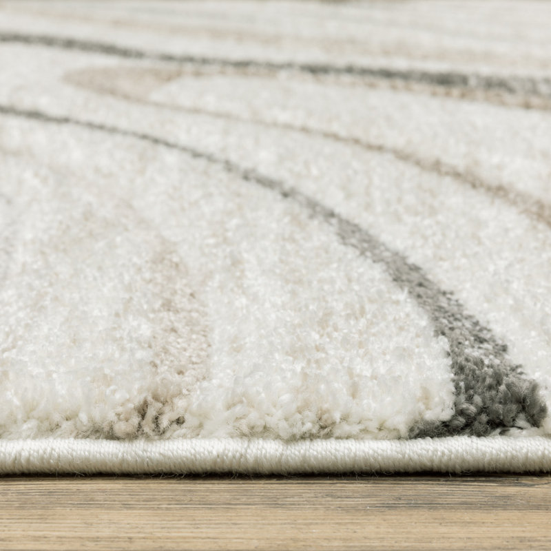 Tapis de couloir abstrait 2 pi x 8 pi gris et ivoire