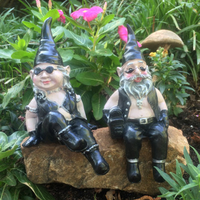 Born-to-Ride Gnomes Transportation Fantasy & Sci-Fi Gnomes Tropical Weather Resistant UV Resistant Stone Fiberstone Resin Garden Statue