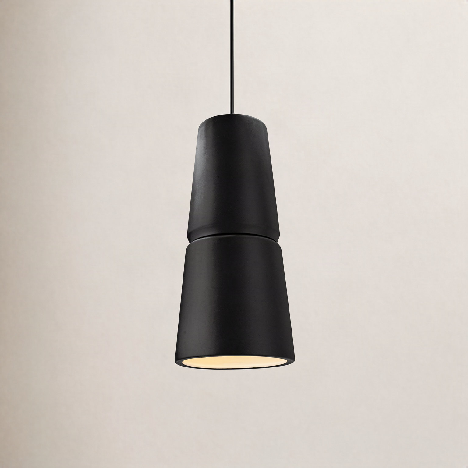 Logan Dimmable Cone Single Light Pendant, 13.5" H x 6" W x 6" D, Carbon Matte Black, Polished Chrome