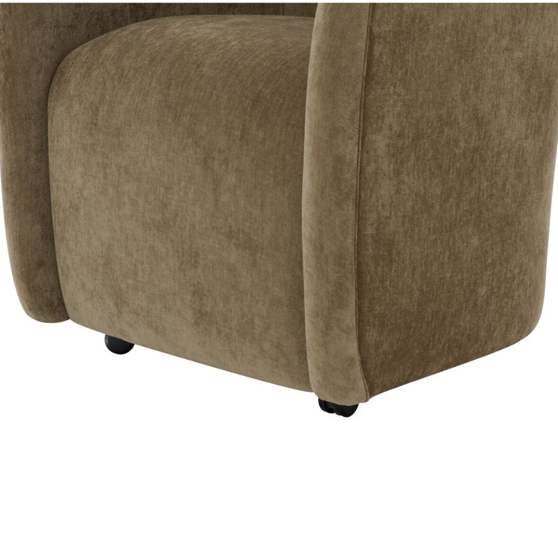 Denice Rolling Dining Arm Chair, Green Polyester