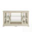 Armoire basse à 2 grilles avec treillis latéral, 2 tablettes réglables à 2 niveaux, rangement en verre multifonctionnel pour diverses pièces-1465471782