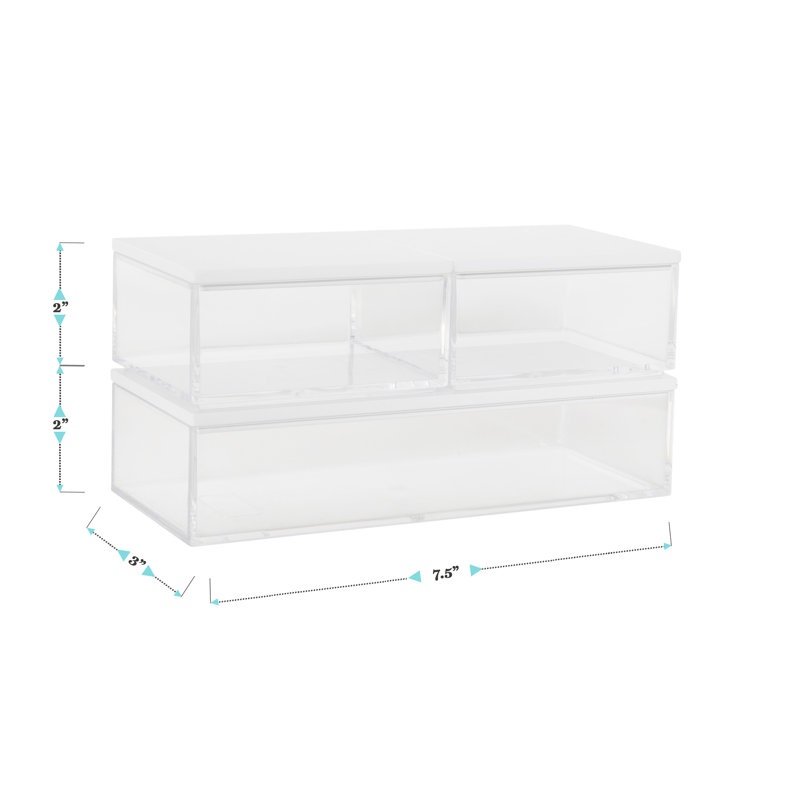 Clear Stackable Plastic Storage Bins with White Lids, 3 Pack