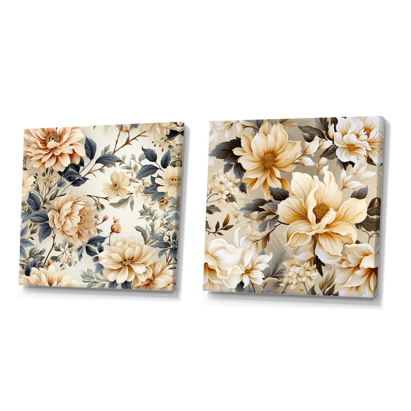 Attleboro - ensemble de 2 reproductions d'art sur toile florales, Toile tendue, H 16 po x l 33 po x P 1 po