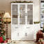 Vaisselier blanc multifonctionnel laqué blanc - porte en verre + 2 tiroirs