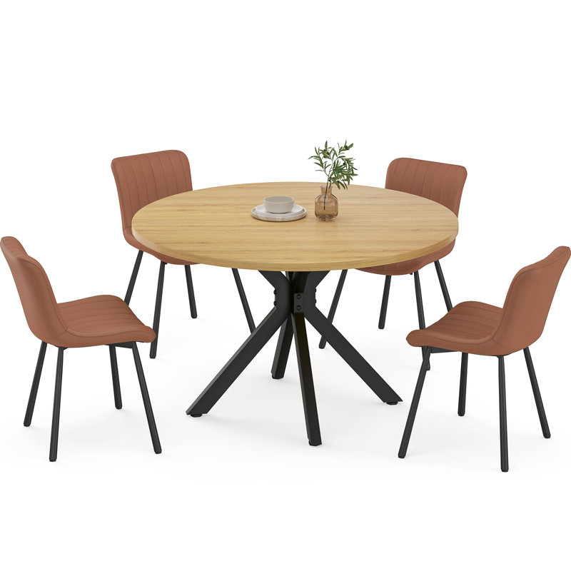 120 cm Beech Round Dining Table, Beige