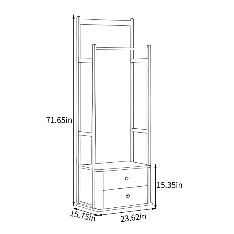 Multi-Tiered Coat Rack with Storage Drawers