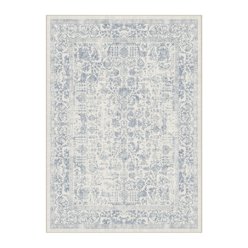 Tapis gris lavable Lilah, Gris, Rectangle 5 pi x 7 pi