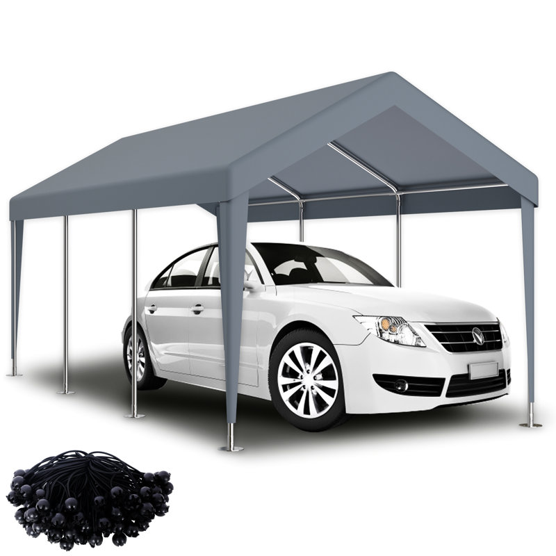 Bâche de remplacement pour abri d'auto 3,65 x 6,10 m (12 x 20 pi) - Protection et imperméabilité garanties. 76 boucles élastiques. Polypropylène gris. Installation et rangement faciles. Polyvalente pour les activités extérieures. Auvent et bâche imperméables.