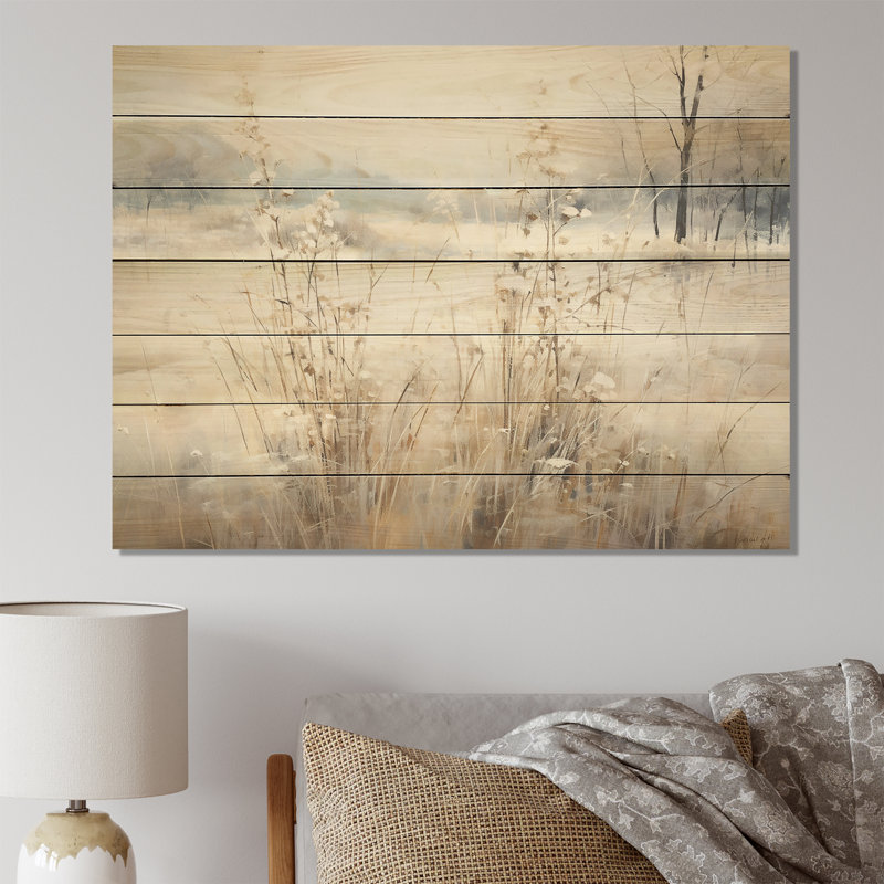 Winter Meadow View Calmness I - Meadow sur bois, H 30 po x l 40 po