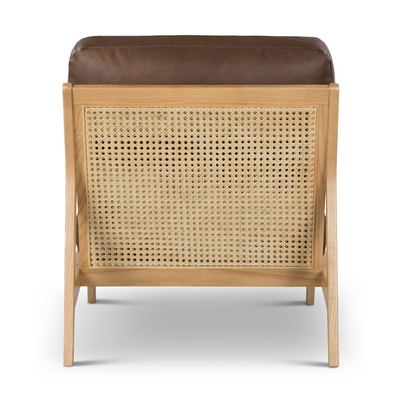 Carmelo Genuine Leather Accent Chair, Dark Brown Genuine Leather