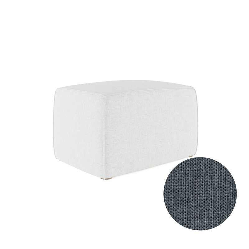 Varick Cube Ottoman, Plush Velvet Oyster, Weathered