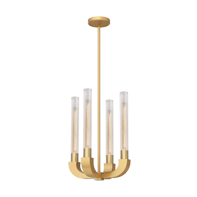 Flute 4 - Light Chandelier, Vintage Brass