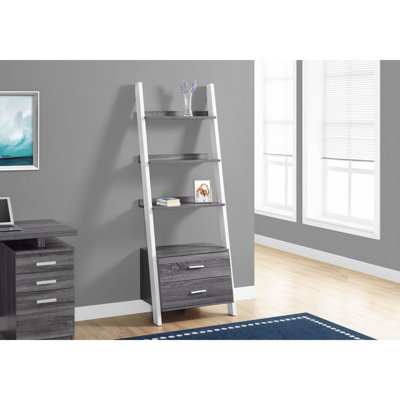 Étagère et échelle polyvalentes pour bibliothèque et bibliothèque à 4 niveaux pour le bureau et la chambre à coucher Design contemporain et moderne