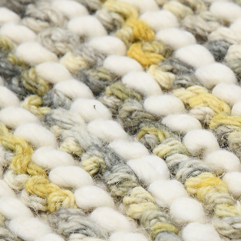 Heathered Cableknit Hand-Woven Wool Ivory Rectangular Rug 5' x 7'