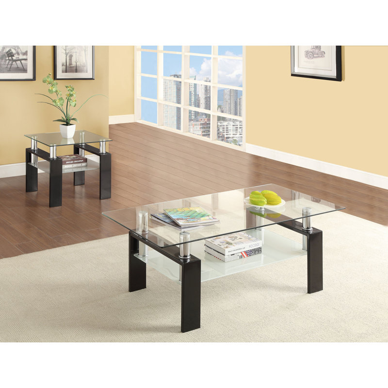 Sherburn 2-Piece Rectangular Coffee And End Table Set Black, 2 Pieces: Coffee Table, End Table