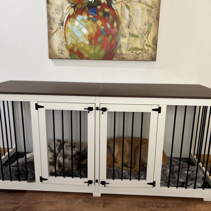 Dasjah 2-Door Furniture Style Dog Crate - Black