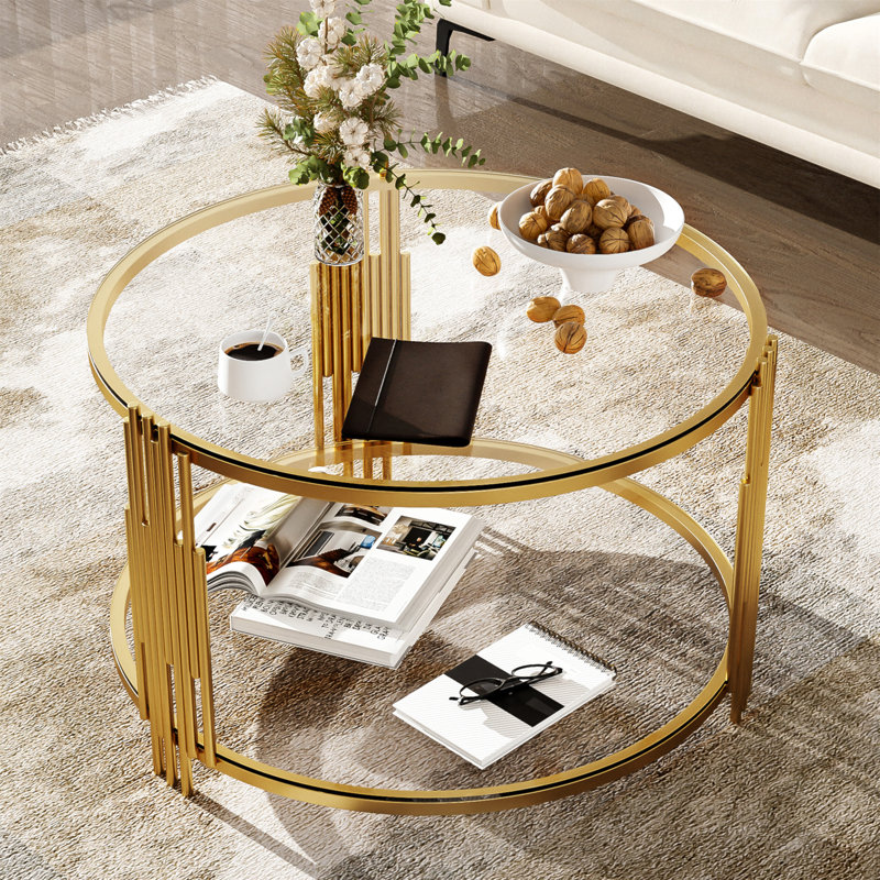 Table basse Modern, Brun / or, Transparent