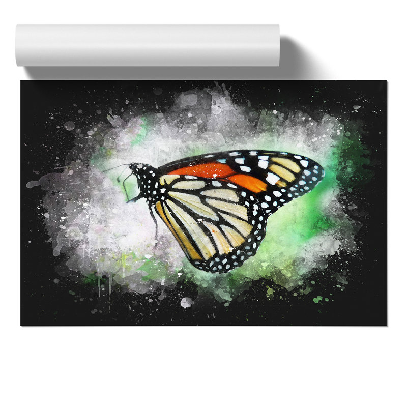 Monarch Butterfly Paint Splash - Frameless Print, 30cm H x 42cm W x 0.1cm D