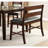 Wooden Counter Height Bench With Backrest And Upholstered Seat, Practical Bench For Living Room, Dining Room