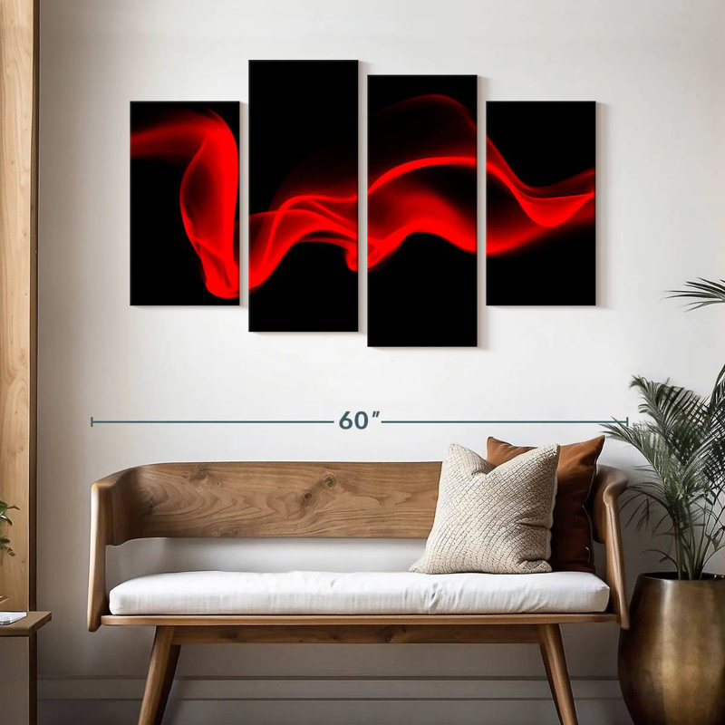 Abstrait numérique rouge Avery Wispy, H 32 po x l 52 po
