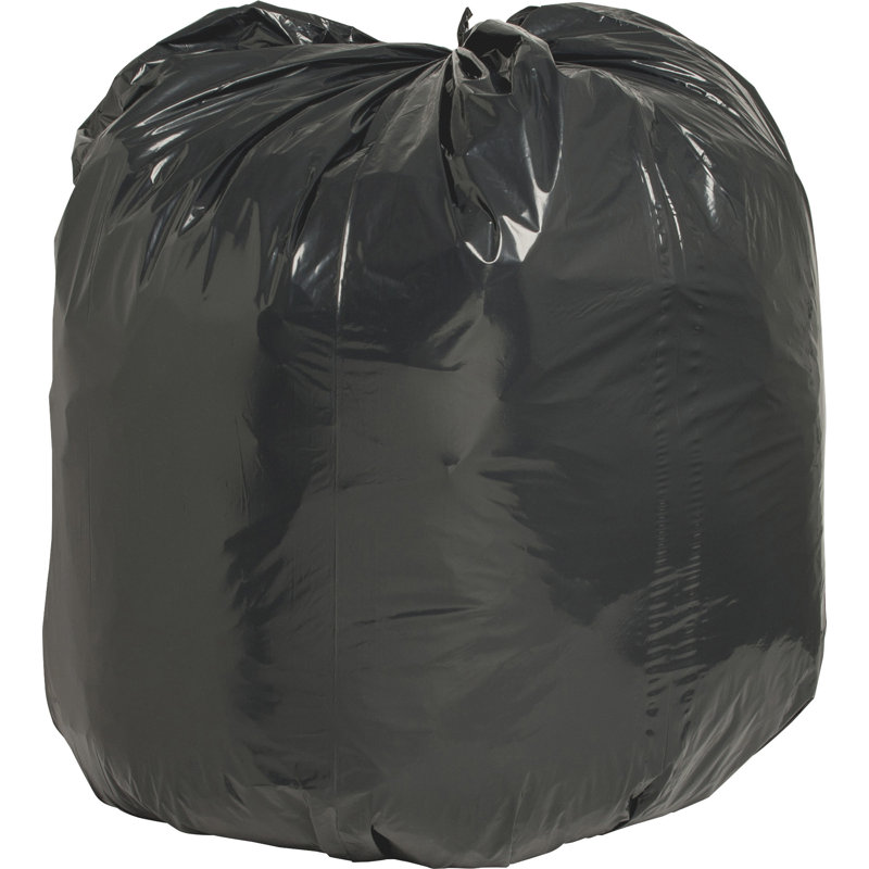 Heavy Duty Black Recycled Plastic Trash Bags, 56 Gallon