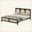 Lit plateforme en bois avec tête et pied de lit en rotin-285177116-285177107